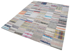 Kırk Yama Gri Patchwork Pamuk Yün El Dokuma Halısı 200x250 Agacan