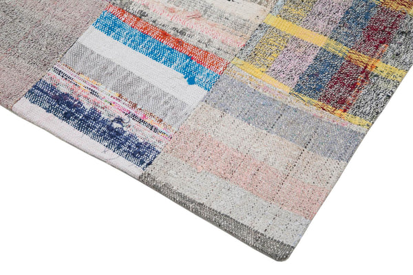 Kırk Yama Gri Patchwork Pamuk Yün El Dokuma Halısı 200x250 Agacan