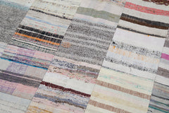 Kırk Yama Gri Patchwork Pamuk Yün El Dokuma Halısı 201x299 Agacan