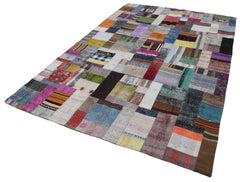 Kırk Yama Gri Patchwork Pamuk Yün El Dokuma Halısı 200x300 Agacan