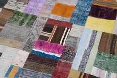 Kırk Yama Gri Patchwork Pamuk Yün El Dokuma Halısı 200x300 Agacan