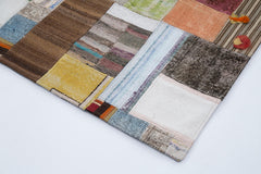 Kırk Yama Gri Patchwork Pamuk Yün El Dokuma Halısı 200x300 Agacan