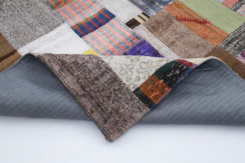 Kırk Yama Gri Patchwork Pamuk Yün El Dokuma Halısı 200x300 Agacan