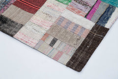 Kırk Yama Gri Patchwork Pamuk Yün El Dokuma Halısı 200x300 Agacan