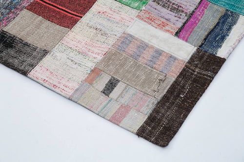 Kırk Yama Gri Patchwork Pamuk Yün El Dokuma Halısı 200x300 Agacan