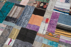Kırk Yama Gri Patchwork Pamuk Yün El Dokuma Halısı 200x300 Agacan