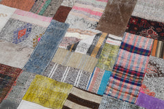 Kırk Yama Gri Patchwork Pamuk Yün El Dokuma Halısı 200x300 Agacan