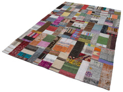Kırk Yama Gri Patchwork Pamuk Yün El Dokuma Halısı 200x300 Agacan