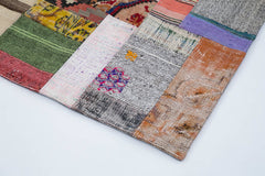 Kırk Yama Gri Patchwork Pamuk Yün El Dokuma Halısı 200x300 Agacan