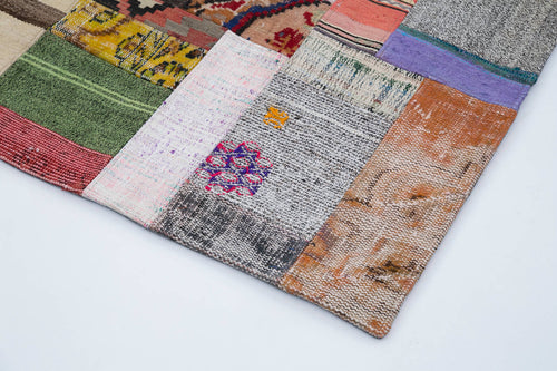 Kırk Yama Gri Patchwork Pamuk Yün El Dokuma Halısı 200x300 Agacan
