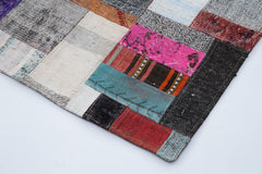 Kırk Yama Gri Patchwork Pamuk Yün El Dokuma Halısı 200x305 Agacan