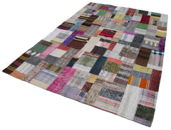 Kırk Yama Gri Patchwork Pamuk Yün El Dokuma Halısı 200x300 Agacan