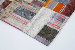 Kırk Yama Gri Patchwork Pamuk Yün El Dokuma Halısı 200x300 Agacan