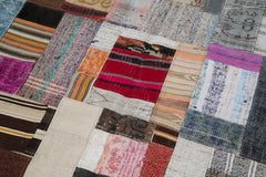 Kırk Yama Gri Patchwork Pamuk Yün El Dokuma Halısı 200x300 Agacan