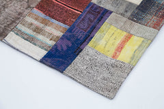 Kırk Yama Gri Patchwork Pamuk Yün El Dokuma Halısı 200x295 Agacan