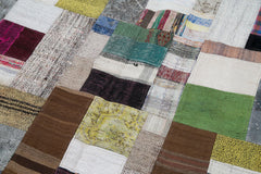 Kırk Yama Gri Patchwork Pamuk Yün El Dokuma Halısı 200x295 Agacan
