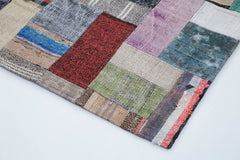 Kırk Yama Gri Patchwork Pamuk Yün El Dokuma Halısı 198x300 Agacan