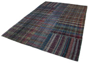 Kırk Yama Gri Patchwork Pamuk Yün El Dokuma Halısı 210x300 Agacan