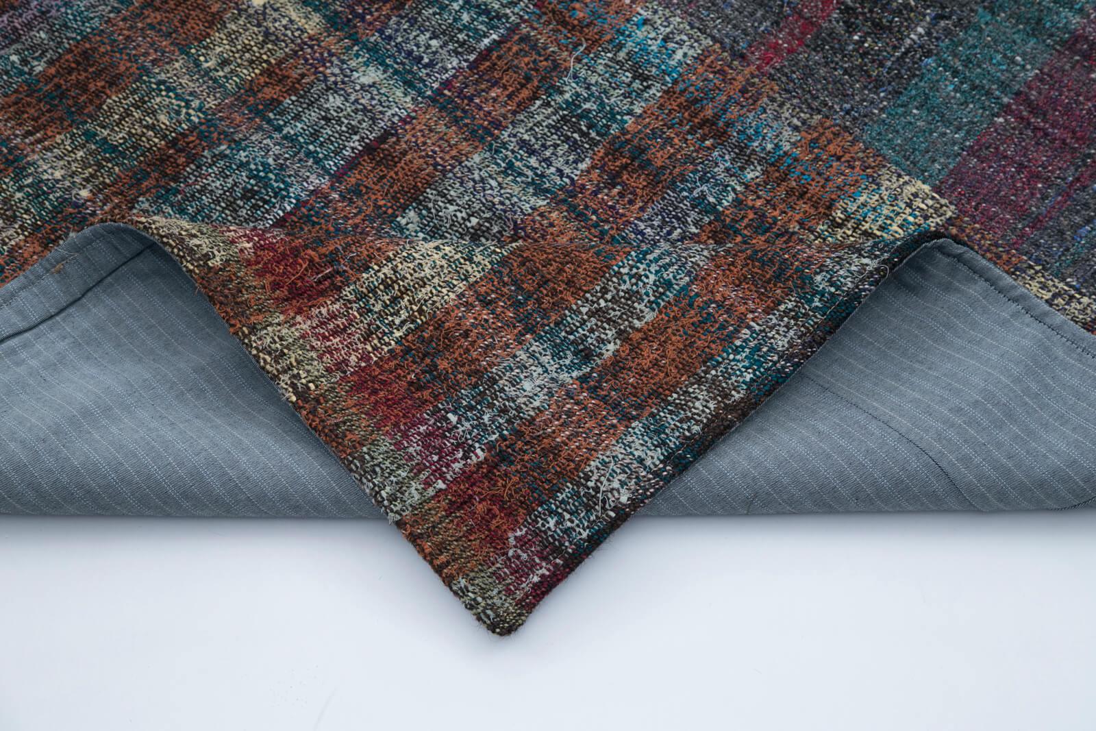 Kırk Yama Gri Patchwork Pamuk Yün El Dokuma Halısı 210x300 Agacan