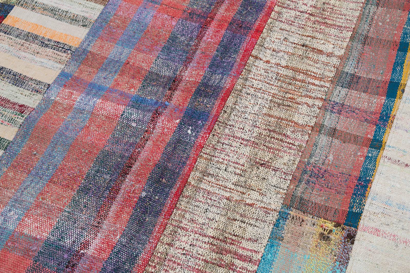 Kırk Yama Gri Patchwork Pamuk Yün El Dokuma Halısı 198x302 Agacan
