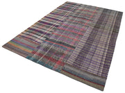 Kırk Yama Gri Patchwork Pamuk Yün El Dokuma Halısı 205x304 Agacan