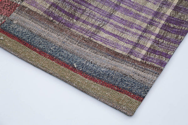 Kırk Yama Gri Patchwork Pamuk Yün El Dokuma Halısı 205x304 Agacan