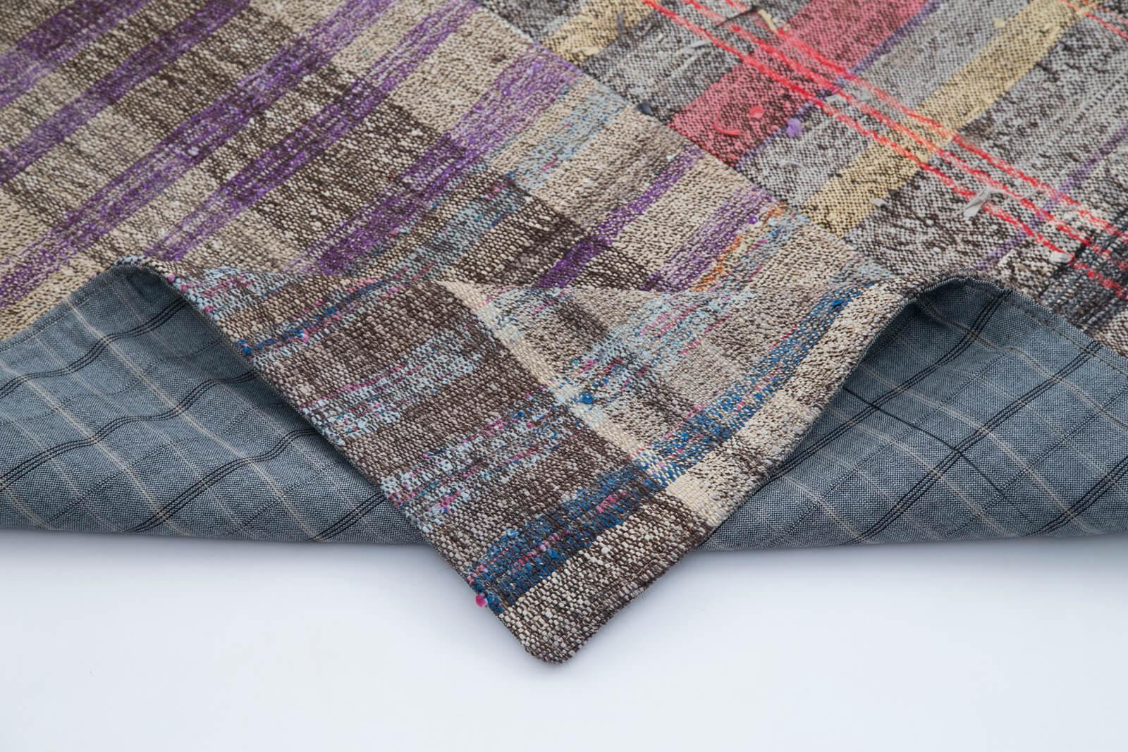 Kırk Yama Gri Patchwork Pamuk Yün El Dokuma Halısı 205x304 Agacan
