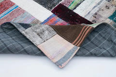 Kırk Yama Gri Patchwork Pamuk Yün El Dokuma Halısı 200x305 Agacan