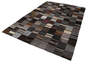 Kırk Yama Gri Patchwork Pamuk Yün El Dokuma Halısı 201x300 Agacan