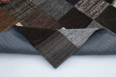 Kırk Yama Gri Patchwork Pamuk Yün El Dokuma Halısı 201x300 Agacan