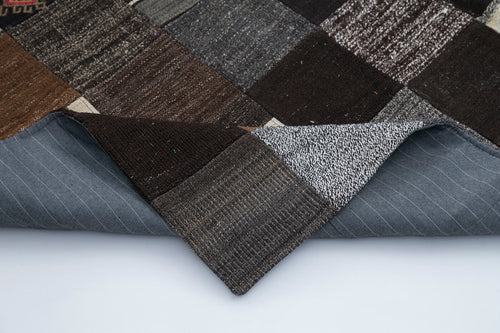 Kırk Yama Gri Patchwork Pamuk Yün El Dokuma Halısı 201x300 Agacan