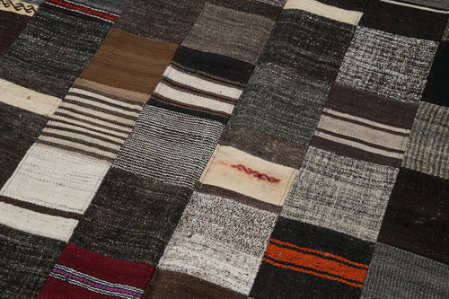 Kırk Yama Gri Patchwork Pamuk Yün El Dokuma Halısı 201x300 Agacan