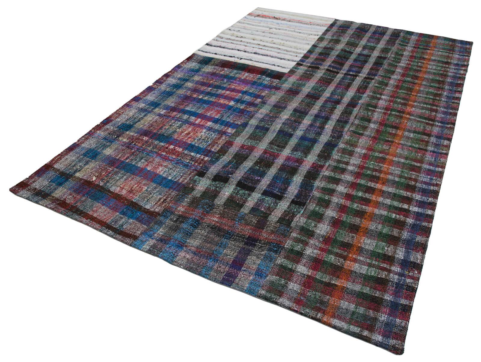Kırk Yama Gri Patchwork Pamuk Yün El Dokuma Halısı 200x300 Agacan