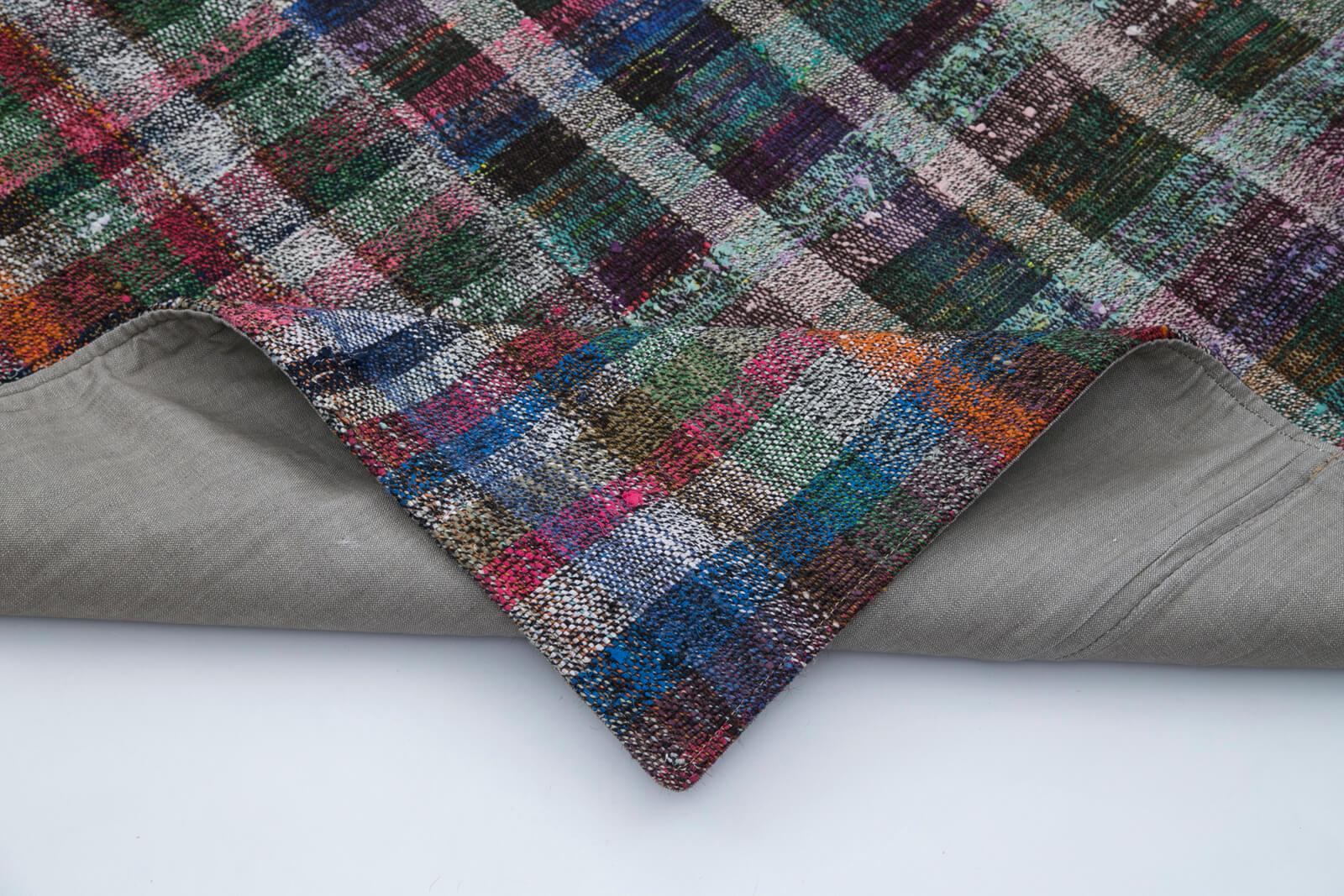 Kırk Yama Gri Patchwork Pamuk Yün El Dokuma Halısı 200x300 Agacan