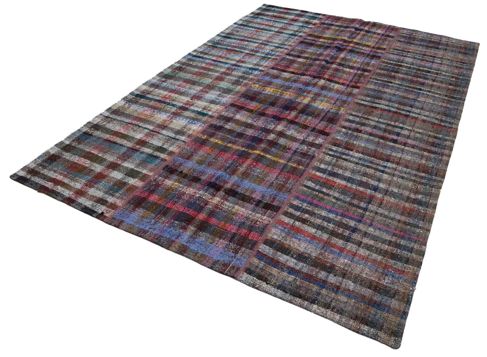 Kırk Yama Gri Patchwork Pamuk Yün El Dokuma Halısı 204x302 Agacan