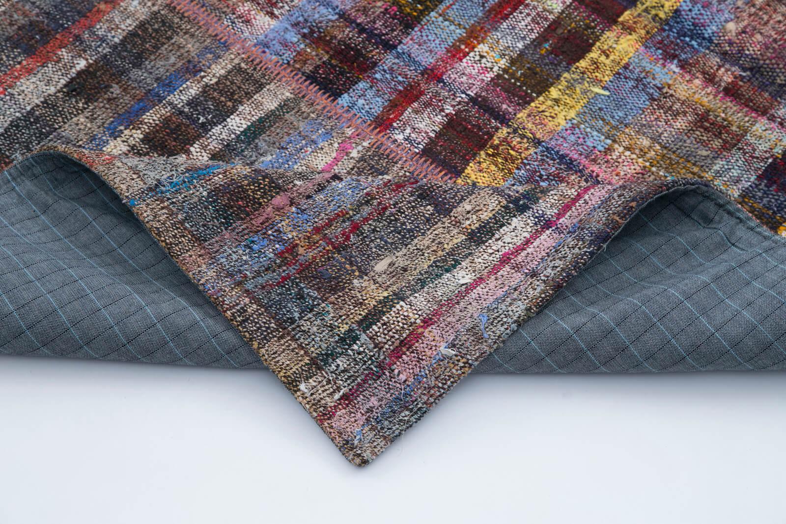 Kırk Yama Gri Patchwork Pamuk Yün El Dokuma Halısı 204x302 Agacan