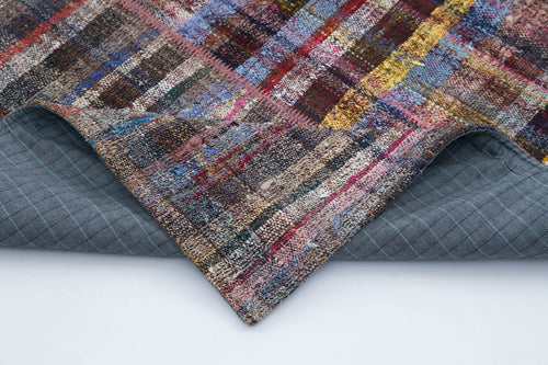 Kırk Yama Gri Patchwork Pamuk Yün El Dokuma Halısı 204x302 Agacan