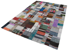 Kırk Yama Gri Patchwork Pamuk Yün El Dokuma Halısı 200x305 Agacan