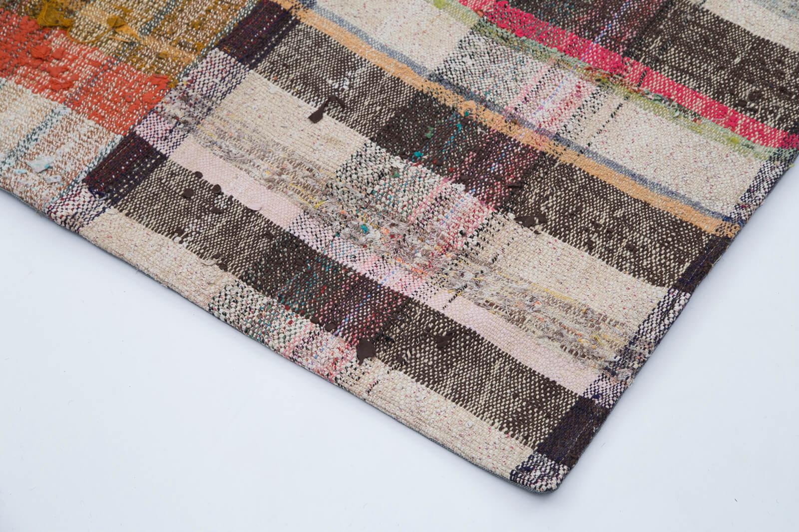 Kırk Yama Gri Patchwork Pamuk Yün El Dokuma Halısı 200x310 Agacan