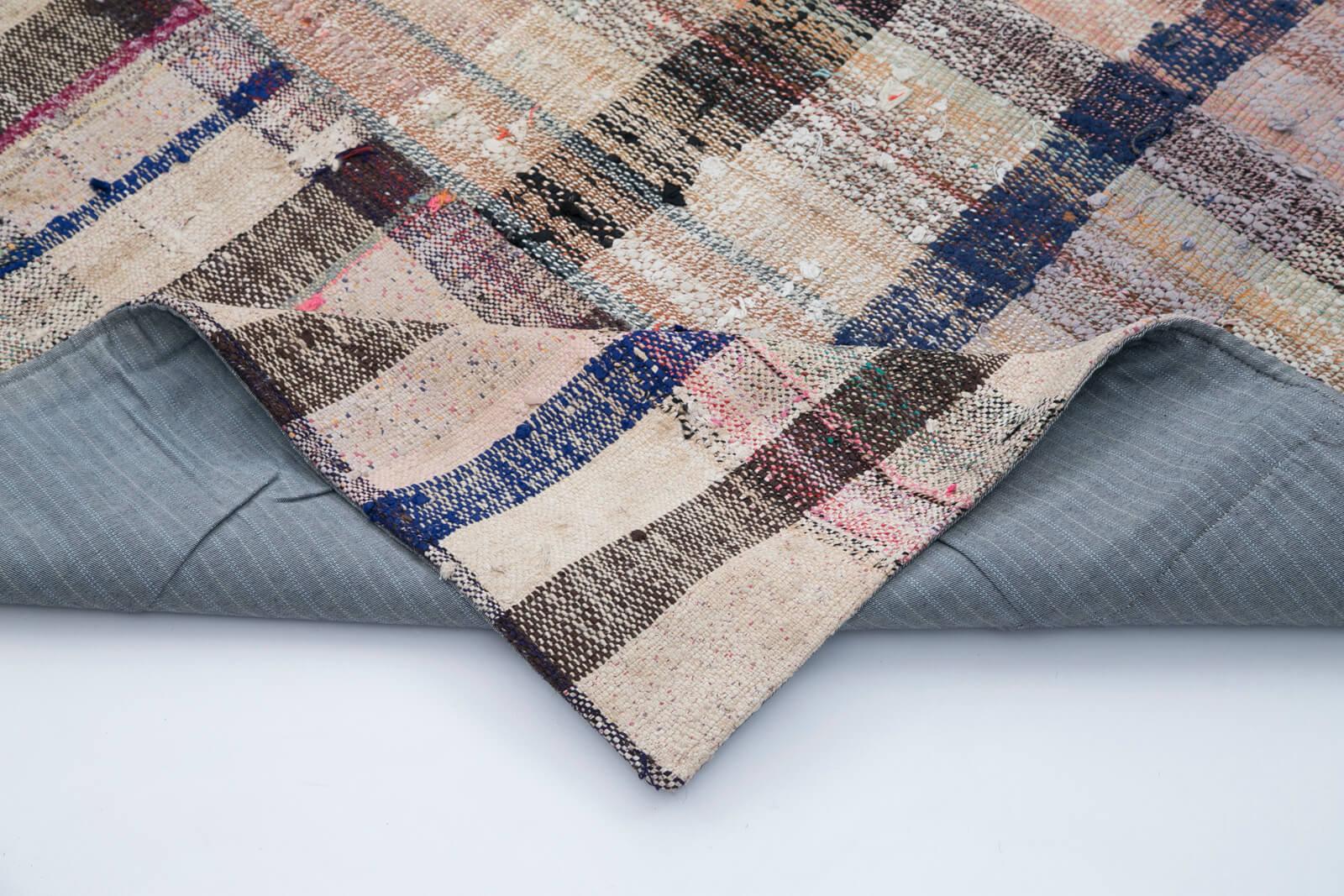Kırk Yama Gri Patchwork Pamuk Yün El Dokuma Halısı 200x310 Agacan