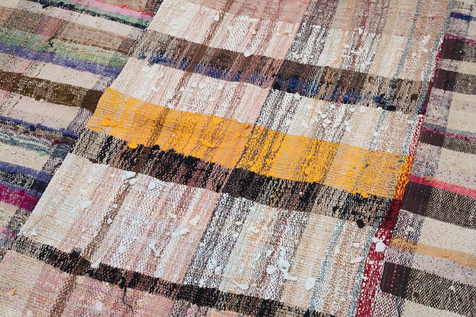 Kırk Yama Gri Patchwork Pamuk Yün El Dokuma Halısı 200x310 Agacan