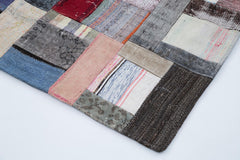 Kırk Yama Gri Patchwork Pamuk Yün El Dokuma Halısı 201x303 Agacan