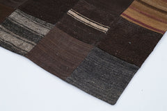 Kırk Yama Siyah Patchwork Pamuk Yün El Dokuma Halısı 201x302 Agacan