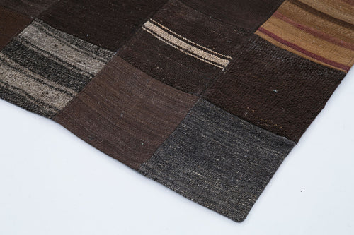 Kırk Yama Siyah Patchwork Pamuk Yün El Dokuma Halısı 201x302 Agacan