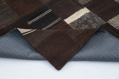 Kırk Yama Siyah Patchwork Pamuk Yün El Dokuma Halısı 201x302 Agacan