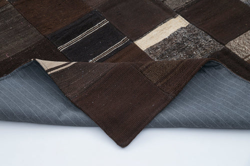 Kırk Yama Siyah Patchwork Pamuk Yün El Dokuma Halısı 201x302 Agacan