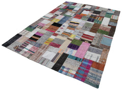 Kırk Yama Gri Patchwork Pamuk Yün El Dokuma Halısı 200x300 Agacan