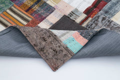 Kırk Yama Gri Patchwork Pamuk Yün El Dokuma Halısı 200x300 Agacan
