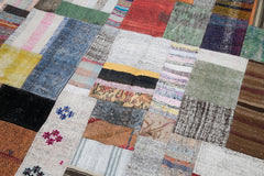 Kırk Yama Gri Patchwork Pamuk Yün El Dokuma Halısı 200x300 Agacan