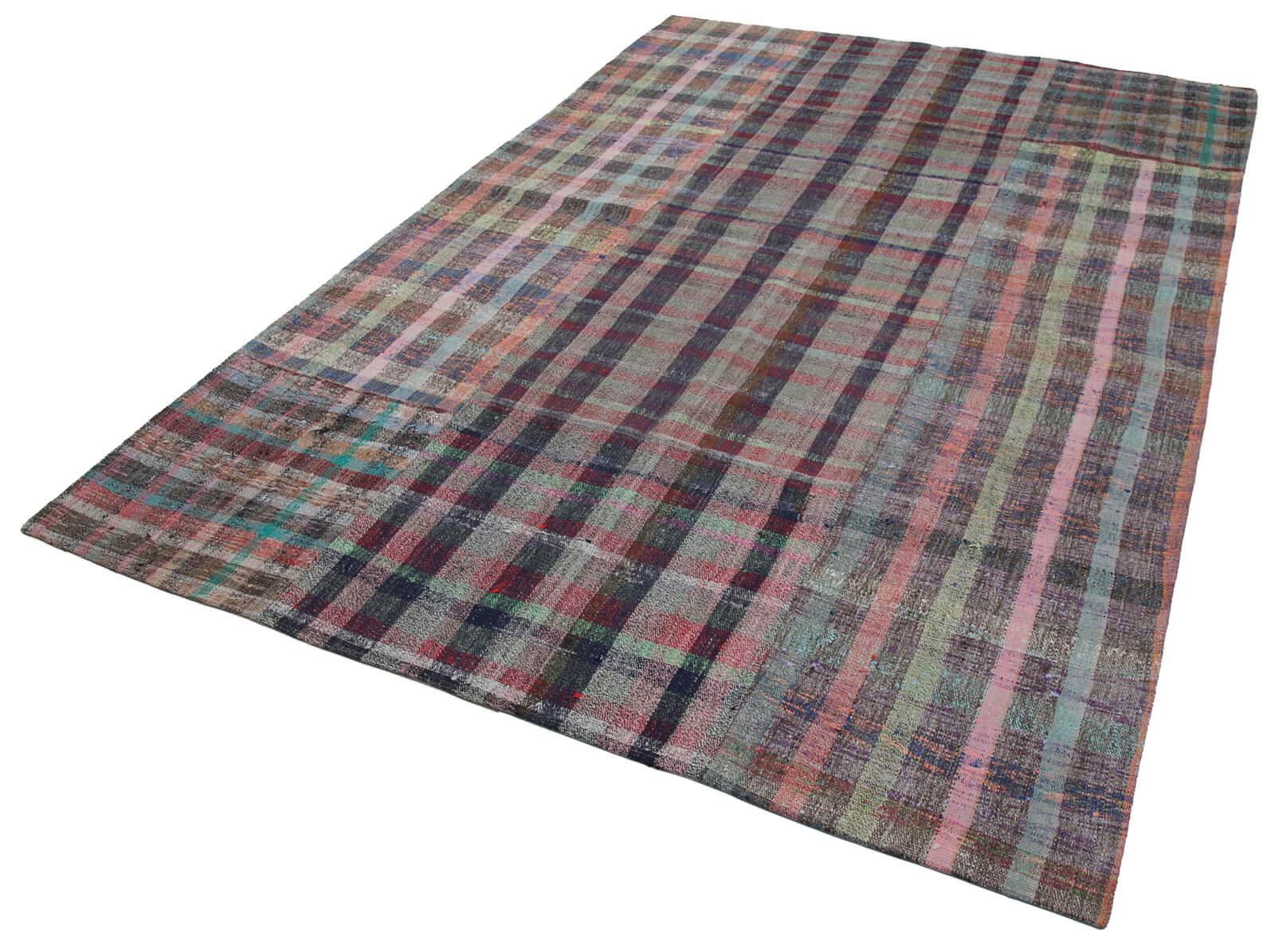 Kırk Yama Gri Patchwork Pamuk Yün El Dokuma Halısı 203x300 Agacan